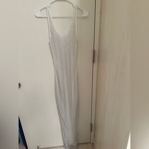 white fox white sparkly maxi dress